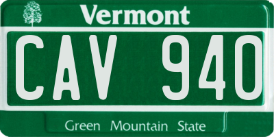 VT license plate CAV940