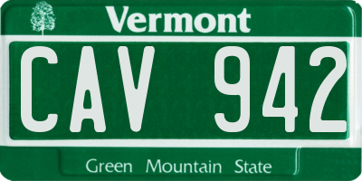 VT license plate CAV942