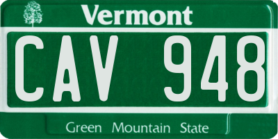 VT license plate CAV948
