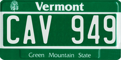 VT license plate CAV949