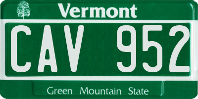 VT license plate CAV952