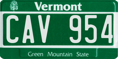 VT license plate CAV954