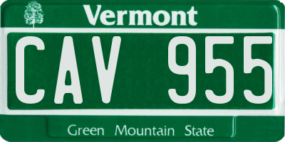 VT license plate CAV955