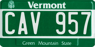 VT license plate CAV957