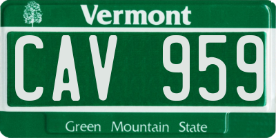 VT license plate CAV959