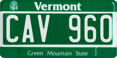 VT license plate CAV960