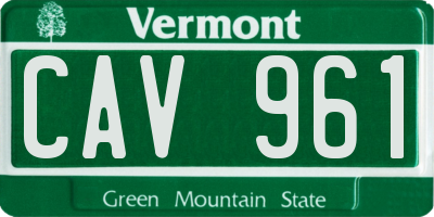 VT license plate CAV961