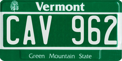 VT license plate CAV962