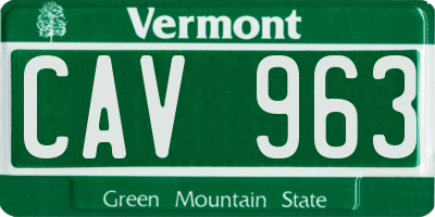 VT license plate CAV963