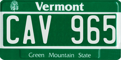 VT license plate CAV965