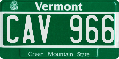 VT license plate CAV966