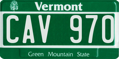 VT license plate CAV970