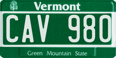 VT license plate CAV980