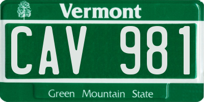 VT license plate CAV981