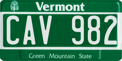 VT license plate CAV982