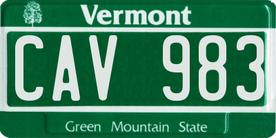 VT license plate CAV983