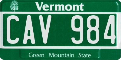 VT license plate CAV984
