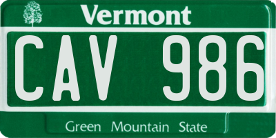 VT license plate CAV986