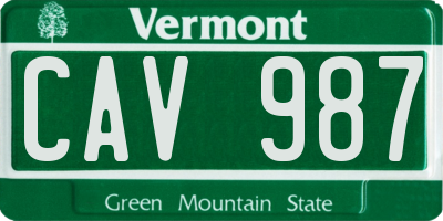 VT license plate CAV987