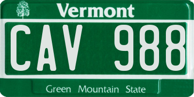 VT license plate CAV988