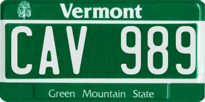 VT license plate CAV989