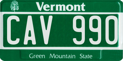 VT license plate CAV990