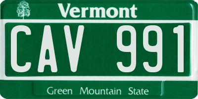 VT license plate CAV991