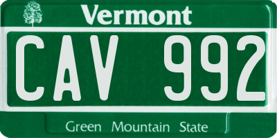 VT license plate CAV992