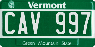 VT license plate CAV997
