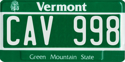 VT license plate CAV998