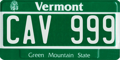 VT license plate CAV999