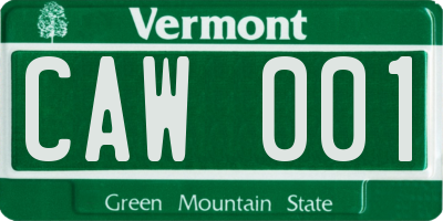 VT license plate CAW001