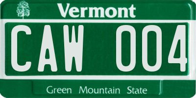 VT license plate CAW004