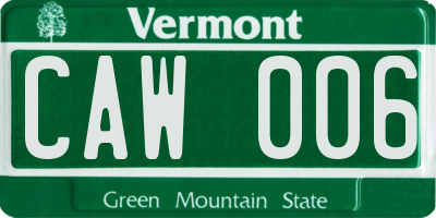 VT license plate CAW006