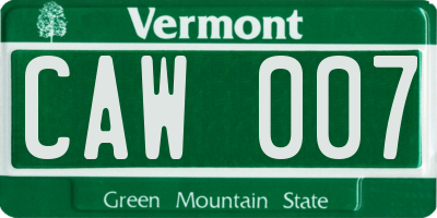 VT license plate CAW007