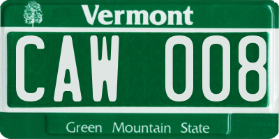 VT license plate CAW008