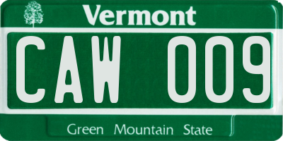 VT license plate CAW009