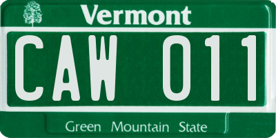 VT license plate CAW011