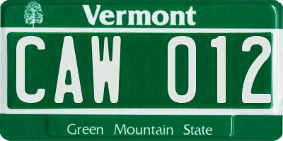 VT license plate CAW012