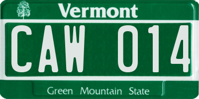 VT license plate CAW014
