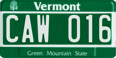 VT license plate CAW016