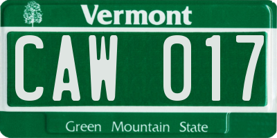 VT license plate CAW017