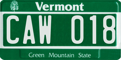VT license plate CAW018