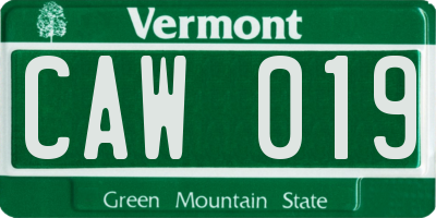 VT license plate CAW019