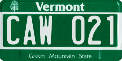 VT license plate CAW021