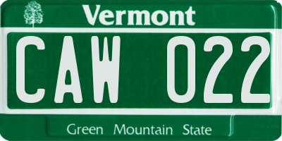 VT license plate CAW022