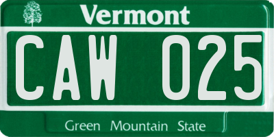 VT license plate CAW025