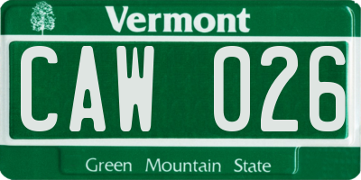 VT license plate CAW026