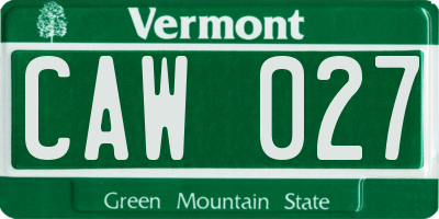 VT license plate CAW027