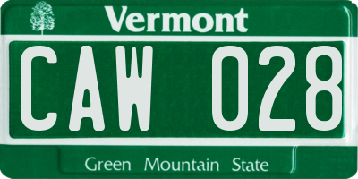 VT license plate CAW028